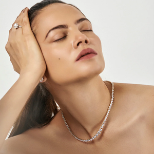 Collier tennis en diamants de laboratoire taille ronde |   Bijoux pour femmes en or jaune 14 carats |   Bijoux fins certifiés et tendance - Product Image 2