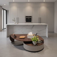 Table basse STG moderne en bois massif avec tiroir de rangement en forme de feuille, design durable et écologique pour le salon