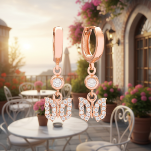 Papillon Design Blanc Pierre Dangle Boucles D'oreilles Fine Jewellery Turc À La Main En Gros 925 Bijoux En Argent Sterling - Product Image 3