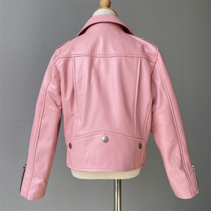 Nouveau design de veste en cuir de moto pour enfants, filles et garçons, coupe-vent, vestes en cuir véritable personnalisées avec fermeture éclair pour printemps et automne pour enfants - Product Image 6