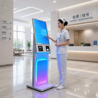 WUXIN Elektronik 21,5 23,8 27'' E-Zahlungsautomat Wandmontierter All-in-One Touch-PC Selbstbedienungs-Kiosk mit Drucker und Barcode-Scanner