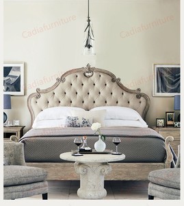 Nuovo Design di Moda per Arredamento Camera da <span class=keywords><strong>Letto</strong></span>, <span class=keywords><strong>Letto</strong></span> <span class=keywords><strong>Matrimoniale</strong></span> in Legno Intagliato Stile Lusso, <span class=keywords><strong>Letto</strong></span> Francese Imbottito con <span class=keywords><strong>Testiera</strong></span> in Tessuto - Product Image 4