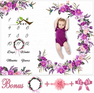 <span class=keywords><strong>Amazon</strong></span> Venta caliente 100% de franela de lana manta de bebé más suave recién nacido fotografía creciente bebé hito bebé Manta - Product Image 1