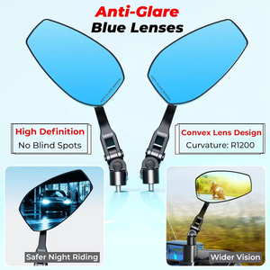 Espejo Retrovisor Antideslumbrante de Aleación de Aluminio para Motocicleta, Espejo de Vidrio Multiángulo Impermeable, Espejo de Ajuste Mecanizado por CNC para Conducir - Product Image 2