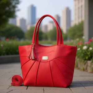 Bolso Tote Casual Rojo para Mujer Fana Kaia con Dos Asas, Forro de PU y Cierre Abierto para Fiestas - Product Image 2