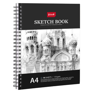 Commercio all'ingrosso personalizzato <span class=keywords><strong>A3</strong></span> <span class=keywords><strong>A4</strong></span> A6 50 <span class=keywords><strong>fogli</strong></span> 110GSM Spiral Sketch Book Paper Pad per la pittura dell'artista - Product Image 1