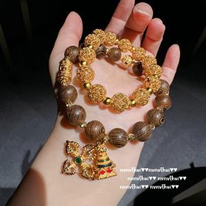 กำไลทองแปดชิ้นแบบดั้งเดิมลายดอกไม้แบบทุบสำหรับสร้อยข้อมือสไตล์จีนใหม่กำไลแกะสลัก<span class=keywords><strong>มงคล</strong></span> - Product Image 4