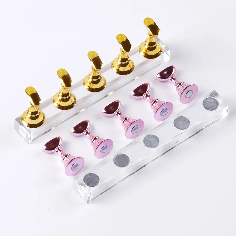 Acrylic Nail Display Magnetic Nail Tip Practice Stand Holder Fingernail DIY Nail Art Stand Manicure Tool