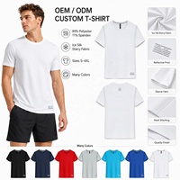 T-shirt de course unisexe en gros, marque privée, tricoté, motif étoilé, couleur unie, long, respirant, séchage rapide, athlétique, grandes tailles S-4XL, OEM