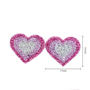 Vente en gros de pasties pour femmes, autocollants de poitrine en cristal en forme de cœur, strass, sexy, personnalisés, réutilisables, fins, cache-tétons, couleur dégradée - Product Image 5