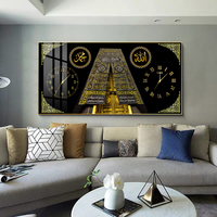 Décoration d'intérieur, calligraphie Allah, affiche sur toile, impressions, peintures, cadre moderne de luxe, horloge murale, art mural islamique musulman, décoration