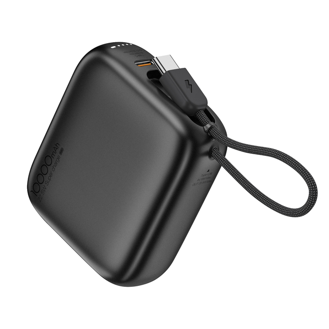 10000mAh Power Bank with Built-in USB-C Cable PPS 22W Fast Charging Portable Charger CE RoHS LVD Certified for Mobile Phone ODM