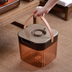 Square <b>Tea</b> Bucket With Lid Leak Proof For Kung Fu <b>Tea</b> <b>Set</b> Household Drainage Use Transparent Color - Product Image 4