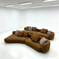 Ensemble de canapés en tissu chenille bouclé - Canapé modulaire en forme de U pour villa avec housse amovible, résistant aux rayures, design moderne et luxueux