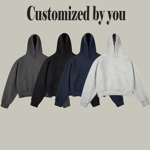 เสื้อฮู้ดดี้ผู้ชายสีพื้นสไตล์สตรีทอเนกประสงค์ทรงโอเวอร์ไซส์ ผ้าคอตตอนผสมเนื้อหนาแบบเฟรนช์เทอร์รี่ สามารถปรับแต่งได้ - Product Image 3