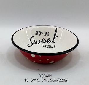 Cuenco redondo de cerámica para dulces, decoración navideña, <span class=keywords><strong>8</strong></span> pulgadas - Product Image 2