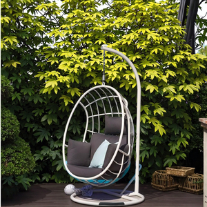 Balançoire pour plafond de patio, métal <span class=keywords><strong>blanc</strong></span>, <span class=keywords><strong>oeuf</strong></span>, rotin, <span class=keywords><strong>chaise</strong></span> suspendue avec support en métal - Product Image 5