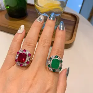 Großhandel Hot Selling Modeschmuck Ringe Verstellbarer Kupfer ring Bunter Naturstein ring für Frauen