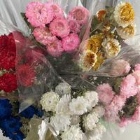 Matériaux d'arrangement floral en gros tout-en-un : Fleurs éternelles en paille avec tige, fleurs en paille préservées, chrysanthèmes naturels