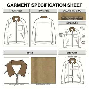 Low MOQ Custom Logo Vintage Washed Canvas Detroit <strong>Jacket</strong> with <strong>Corduroy</strong> Collar for <strong>Men</strong> OEM ODM - Product Image 4