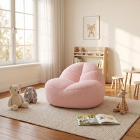 VERNSSY Sofá Puff Infantil Moderno, Compacto y Casual, Relleno de Esponja de Alta Densidad, Tela Rosa, Un Asiento, Sin Ensamblaje