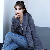 Manteau de fourrure de lapin décontracté écologique de luxe pour femmes veste en tricot à capuche réversible Double face vêtements d'extérieur en peluche chauds d'hiver courts