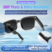 Lunettes intelligentes IA avec caméra 8MP, traduction en temps réel, reconnaissance d'objets, commande vocale tactile, charge magnétique