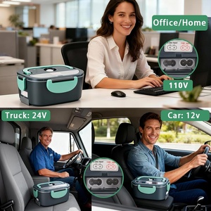 110V/12V 60W 80W 3-6L Dual Tier <b>Portable</b> Food Warmer Food <b>Heater</b> Removable Heatable Stainless Steel <b>Electric</b> Lunch Box Car Home - Product Image 6
