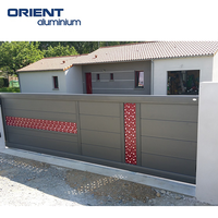 Guangdong Luxueux Grande Maison Gril Avant Coulissant Composé Mur Limite Porte En Aluminium Conception Clôture Portes Avec Lumière