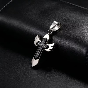 Angel Wing <b>Cross</b> <b>Pendant</b> Necklace for <b>Men</b> Women Stainless Steel CZ Christian Religious Jewelry Gift - Product Image 1