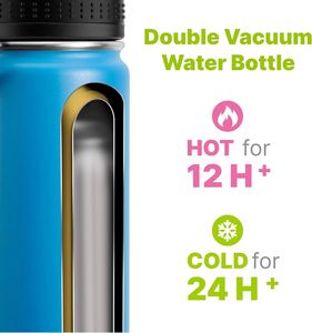 Insulated Stainless Steel Water <b>Bottle</b> with Handle Silicone Base, Leakproof Vacuum <b>Flask</b> for Outdoor - Product Image 4