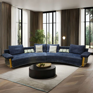 Di lusso <span class=keywords><strong>Vintage</strong></span> blu scuro in pelle di colore personalizzabile profondo sedile Chaise modulare <span class=keywords><strong>divano</strong></span> da soggiorno <span class=keywords><strong>curvo</strong></span> <span class=keywords><strong>divano</strong></span> componibile - Product Image 3