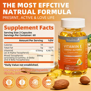 Cápsulas de Vitamina <span class=keywords><strong>E</strong></span> Softgel 60pcs 1000IU de Marca Privada Suplementos Herbais de Rápida Absorção - Product Image 3