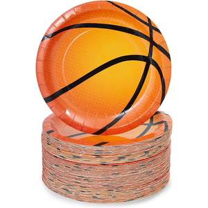 Approuvé par la FDA 7 pouces blanc jetable basket-ball CMJN rond papier plaque 350gsm fête fournitures - Product Image 6