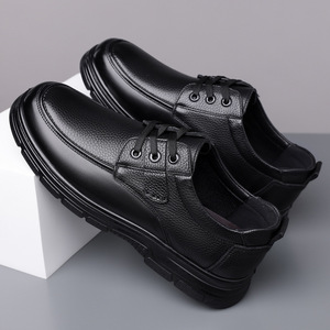 Zapatos de vestir casuales de cuero vacuno de primera calidad para hombre, con suela gruesa, tacón bajo, transpirables, formales para oficina, con cordones. - Product Image 2