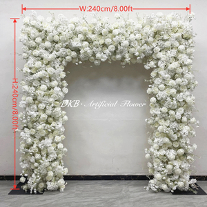 Arche florale artificielle carrée blanche de haute qualité 8x8 pieds, arrangement floral mixte de <span class=keywords><strong>roses</strong></span> et d'hortensias avec fond en tissu - Product Image 2
