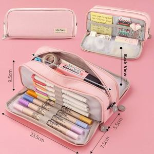 X415 Beyond Big Capacity Pencil <b>Bag</b>,3 Compartments Zipper Canvas Storage Pouch Marker Pen Kids School Pencil Case for Girls Kids - Product Image 2