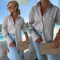 Chemise décontractée de haute qualité à manches longues pour le printemps et l'automne, chemise à rayures imprimées confortable pour femmes