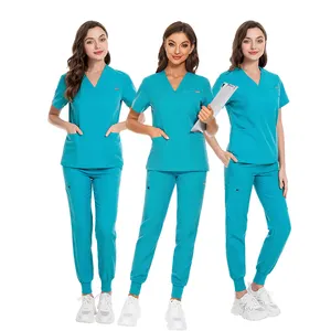 2024 NIAAHINN Classic White Scrubs Nursing Uniforms Sets Yellow Medical Scrub TRS Stretchy Custom Skin Care Men's Surgical Suits