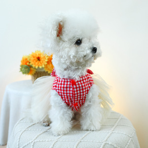 Fabricante Atacado <span class=keywords><strong>Dog</strong></span> Cat Clothes Dia dos Namorados Vermelho Branco Checkered Princesa Tulle Vestido XL Heart-Shaped Puffy Inverno - Product Image 4