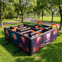 Maison hantée gonflable d'Halloween 20x20 pieds, jeu de labyrinthe gonflable effrayant avec souffleur 950W