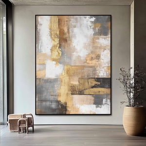 <span class=keywords><strong>Peinture</strong></span> murale moderne dorée abstraite <span class=keywords><strong>sur</strong></span> <span class=keywords><strong>toile</strong></span> de <span class=keywords><strong>lin</strong></span> 440 g/m², peinte à la main, décorative pour la maison, <span class=keywords><strong>peinture</strong></span> à l'huile de qualité supérieure, gris blanc, acrylique - Product Image 2