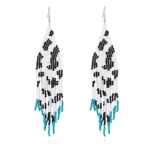 Wholesale New Personalized Jewelry Miyuki Handmade Animal Zebra Pattern Beads Tassel Earrings