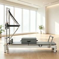 Lit d'entraînement professionnel Premium MZMM Pilates Reformer Semi High Cadillac Tower en alliage d'aluminium avec ressorts et revêtement en cuir microfibre