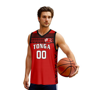 Maillot de basketball unisexe sans manches en polyester respirant à rayures diagonales rouges et noires style drapeau personnalisé, grande taille, séchage rapide - Product Image 3