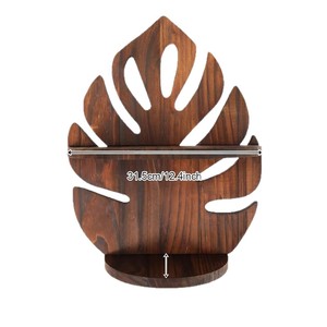 Wooden <b>Wall</b> <b>Mounted</b> Double Layer Plant Display Rack Irregular Shape Float <b>Shelf</b> For Living Room Storage - Product Image 5