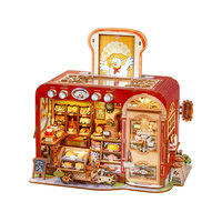 Tonecheer Wholesale Toast Bakery Photo-insertable DIY Wooden 3D Puzzle Miniature Doll House KIT for DIY Model Toy Gifts Shop