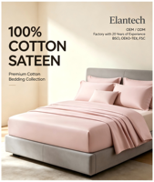 Ensemble de draps en coton biologique solide, collection de literie en satin 100% coton 60S