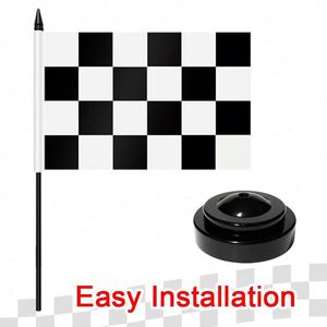 Black White Checkered Desk <b>Flag</b> 12" Solid PVC Pole Eco-Friendly Polyester Mini Office Table <b>Flags</b> with Black Stand - Product Image 3