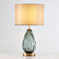 Lampe de table en verre cristal abstrait gris, nouveau design, tissu, hôtel, chambre à coucher, éclairage tendance, décoration créative pour la maison